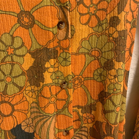 Vintage Floral Orange Dress - Picture 3 of 6